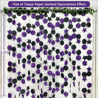 Grad Party Star Circle Dot Garland in Purple, Black & White (173Ft) 6
