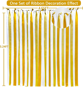 Gold White Party Hanging Satin Ribbon Streamer Backdrop (197Ft ) 6