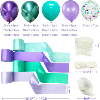 Mermaid Party Balloons and Ribbon Curtain in Teal and Purple (197Ft) 6