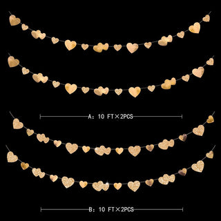 Champagne Gold Heart Hanging Garland for Engagement Party (40Ft) (40Ft) 