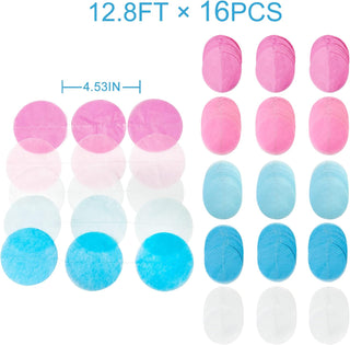 Gender Reveal Party Backdrop with Ombre Pink & Blue Circle Dot (205Ft) 6