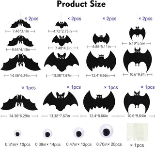 Halloween Hanging Felt Black Bats Decorations Garland (24pcs) 5