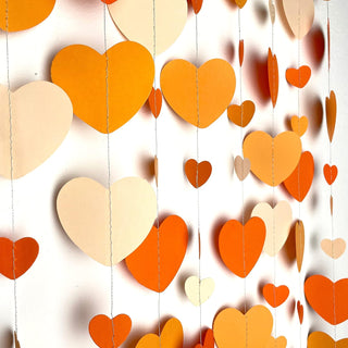 52Ft Orange Heart Garland Gradient Heart Hanging Paper Streamer 6