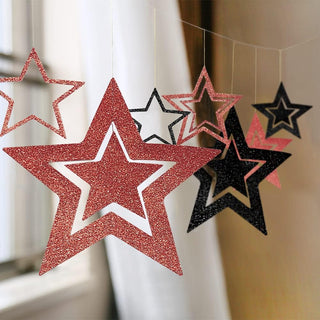 3D Star Decoration Garland in Mirror & Glitter Rose & Gold Black 6