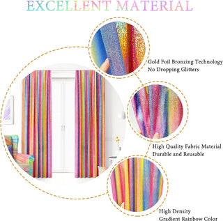 Iridescent Glitter Curtain Backdrop for Rainbow Theme Party(2Pcs) 7