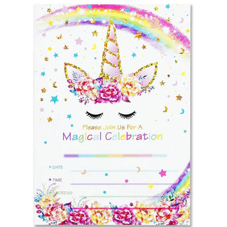 Birthday Rainbow Unicorn Invitation Cards with Envelops Sets (12 pcs) 5