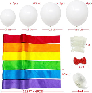 Rainbow Streamers and Cloud White Balloons Backdrop (47 pcs) 6