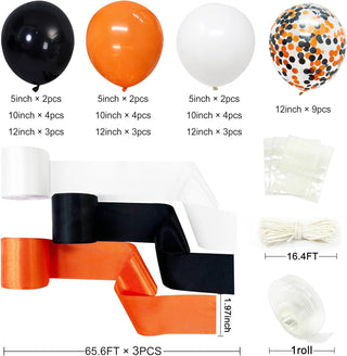Halloween Black and Orange Ghost Balloon and Ribbon Backdrop (197Ft) 6