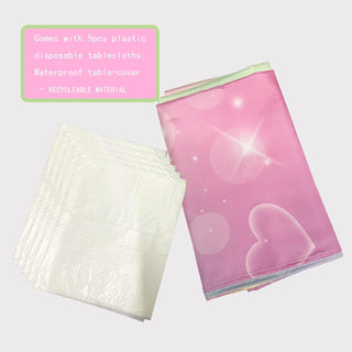 Iridescent Pastel Love Heart Fabric Tablecloths (54"x108")  6