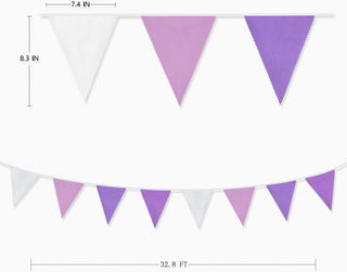 Lavender Theme Party Fabric Flag Banner in Purple & White (32Ft) 6