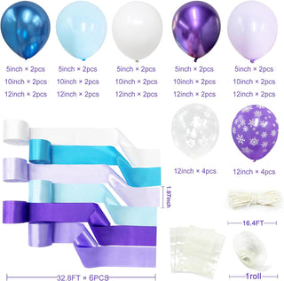 Frozen Party Purple Blue White Ribbon Hanging Curtain Streamer Balloon Garland 5
