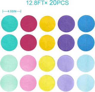 Pastel Rainbow & Unicorn Party Big Circle Dot Paper Garland (256Ft) 6