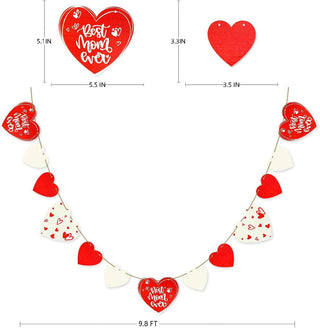 'Best Mom Ever' Heart Wooden Banner in White & Red (9.8Ft) 6