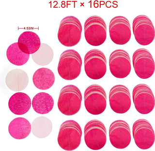 Hot Pink Party Decorations Big Circle Dots Garland for Wedding (205Ft) 5