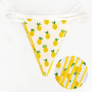 Yellow White Pineapple Fabric Triangle Flag Banners (32Ft) 6