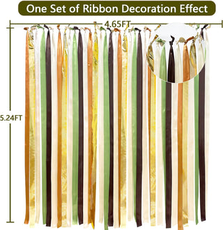 Jungle Party Satin Ribbon Streamer in Sage Green, Brown & Gold (197Ft) 6