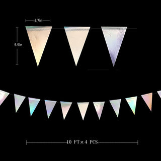 Iridescent Wedding Decorations Bunting Triangle Flag Banner (40Ft) 6