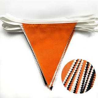 Halloween Fabric Flag Bunting Banner in Orange, Black & White (32Ft) 6