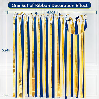 Graduation Satin Ribbon Streamer Backdrop Blue, Gold & Beige (197Ft)  5