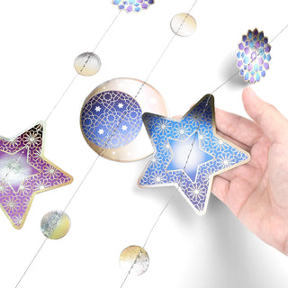 Crescent Moon and Star Garlands Set in Purple, Blue and Gold (4pcs) 6
