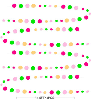 Flamingo Party Circle Dots Garland in Hot Pink, Green & Beige (46Ft) 6