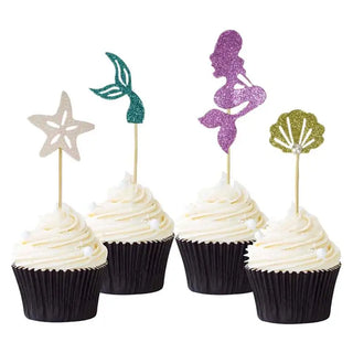 Glitter Mermaid Cupcake Toppers Set (24pcs) 2