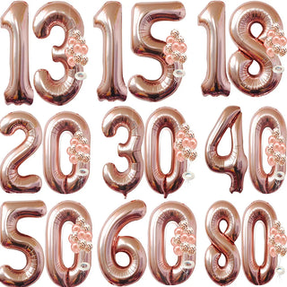Rose Gold Number 15th Birthday Decoration 32Inch 51st Foil Balloons Set 2