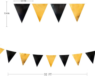 Black Gold Party Metallic Fabric Bunting Flags Banner (32Ft) 6