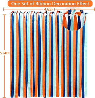 Baby Shower Satin Ribbon in Navy Blue, Orange & Teal (197Ft) 6