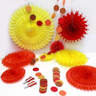 Thanksgiving Fall Paper Fans and Garlands Orange Yellow Red (12Pcs) 6