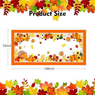 Fall Tablecloth with Leaves, Pumpkin Turkey and Sunflower (54"x108") 6