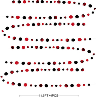 Buffalo Plaid Polka Dot Garlands in Black & Red Checkered (46Ft) 6