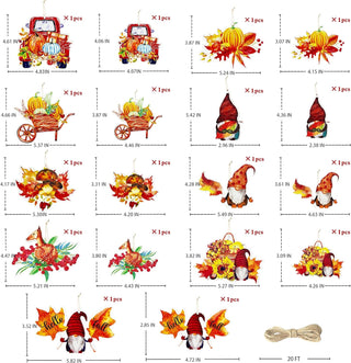 Fall Gnomes and Maple Leaf Tree Ornaments (18Pcs) 6
