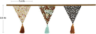  Vintage Floral Fabric Triangle Flags Banner with Tassels (13Ft) 6