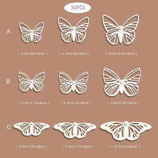 White Hollow Butterflies Decorations 3D Wall Art Stickers (36Pcs) 6