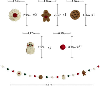 Wool Christmas Garland With Gingerman, Flower, Pompom and cookie (8ft) 5