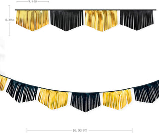Double Sided Metallic Fabric Tassel Banner in Black & Gold (17FT) 6