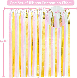 Bridal Shower Satin Ribbon Streamer in Gold, Pink & White (197Ft) 6