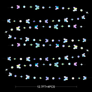Iridescent Butterfly Paper Garland with Circle Dot & Star (51FT) 6