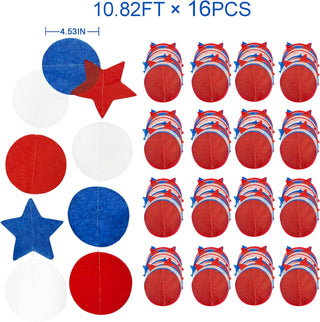 4th of July Star Circle Dots Garland in Navy Blue, Red & White (173Ft) 6