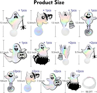 Halloween Party Iridescent White Swirling Ghost Garland (18pcs) 6