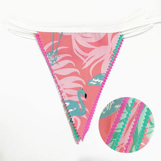 Flamingo Pennant Bunting Flags in Pink and Green 32ft 6