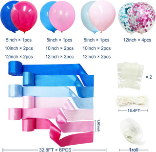 Gender Reveal Blue and Pink Balloons and Ribbons Kit (48 pcs) 6