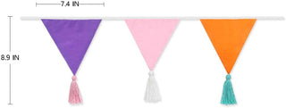 Pastel Birthday Fabric Triangle Flags Banner with Tassels (13Ft) 6