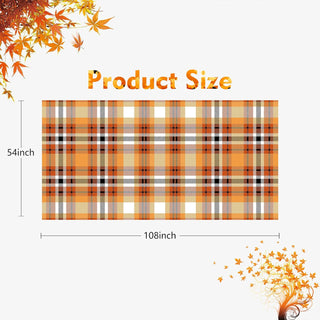 54"x108" Rectangle Fall Tablecloth Orange Black Buffalo Plaid Fabric Tablecloth 6