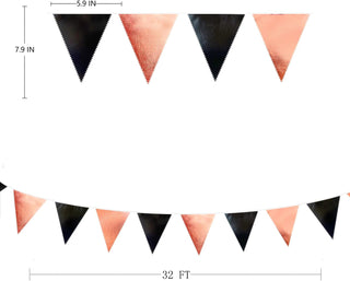 Bachelorette Party Triangle Bunting Flag Banner in Black Rose & Gold (32Ft) 6