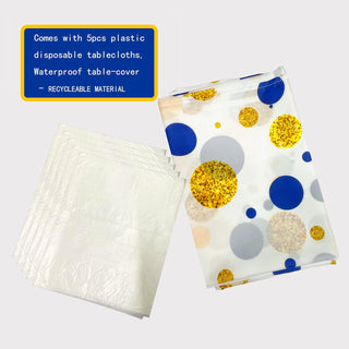 Polka Dot Tablecloth in Blue and Gold (54"x108") 6