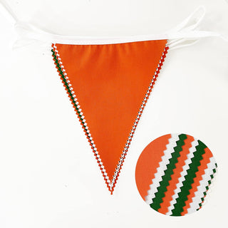 Spring Theme Party Flag Banner in Orange, White & Green(32Ft) 6