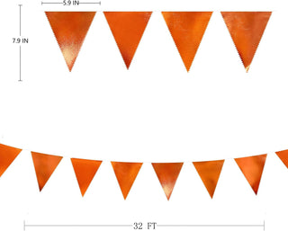  Orange Party Decor Metallic Fabric Pennant Triangle Flag Banner (32Ft) 6