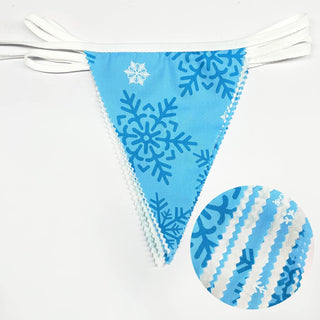 Snowflakes Pennant Bunting Flags in White and Blue 32ft 6